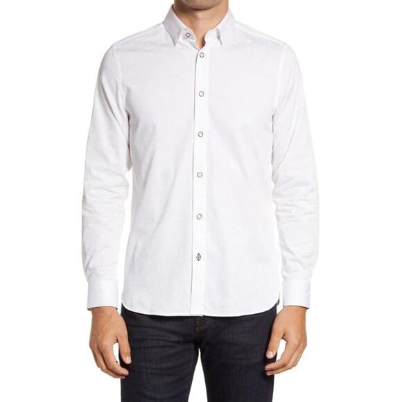 TED BAKER Button Up Dress Shirt Mens Size 3XL Jacquard Work Office Professional - Picture 1 of 14